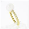 Image 8 : 18k Yellow Gold 10.50mm Cultured Pearl Solitaire Round Bezel Diamond Beaded Ring