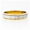 Image 5 : Estate Men's 14K Two Tone Gold 0.25 ctw Round Pave Set Diamond Wide Band Ring