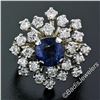 Image 5 : Vintage 14K TT Gold 3.26 ctw Round Sapphire Diamond Tiered Snowflake Cluster Rin