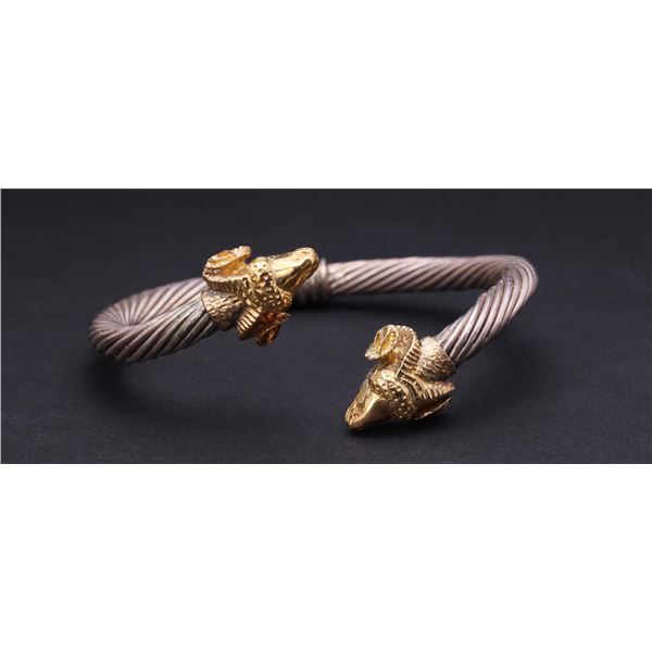 Sterling Silver & 18K Yellow Gold Crossover Bracelet by Ricardi