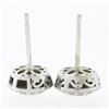 Image 3 : NEW 14k White Gold 0.83 ctw Round Bezel Diamond w/ Halo & Milgrain Stud Earrings