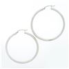 Image 4 : NEW Classic 14K White Gold 1.77" 3mm Plain Polished Round Hoop Snap Earrings
