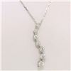 Image 3 : NEW 14K White Gold 0.50 ctw 7 Round Diamond Wavy Journey Pendant w/ 16" WG Chain