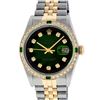 Image 1 : Rolex Mens 2 Tone Green Vignette Diamond Datejust Wristwatch 36MM