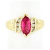 Image 1 : 14k Gold 1.00 ctw Marquise Pink Tourmaline w/ Round Diamond Channel Accents Ring