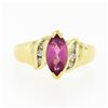 Image 4 : 14k Gold 1.00 ctw Marquise Pink Tourmaline w/ Round Diamond Channel Accents Ring