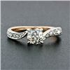 Image 2 : Antique Edwardian 18K Gold Platinum 0.90 ctw Diamond Wavy Accents Engagement Rin