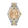 Image 2 : Rolex Ladies Quickset Sapphire 18K Two Tone Champagne Roman Diamond And Emerald