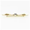 Image 6 : Vintage 14k Gold Black Onyx & Old Cut Diamond Long Freeform Ribbon Brooch Pin