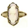 Image 1 : Antique Victorian 10k Yellow Gold Simple Petite Carved Pink Stone Cameo Ring