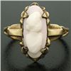 Image 2 : Antique Victorian 10k Yellow Gold Simple Petite Carved Pink Stone Cameo Ring