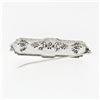 Image 4 : Antique Art Deco 14k White Gold 0.35 ctw Diamond Open Filigree Wide Bar Pin Broo