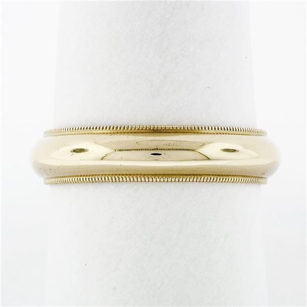 NEW Classic 14k Yellow Gold 5mm Domed Polished Milgrain Men's Wedding Band Ring