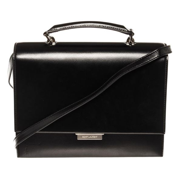 Saint Laurent Black Leather Babylone SHW Top Handle Bag