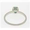 Image 7 : Vintage Platinum Etched Petite QUALITY .51 ctw Emerald Solitaire Ring Engagement