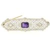 Image 2 : Antique Art Deco 14k Two Tone Gold Amethyst & Old Diamond Etched Filigree Brooch