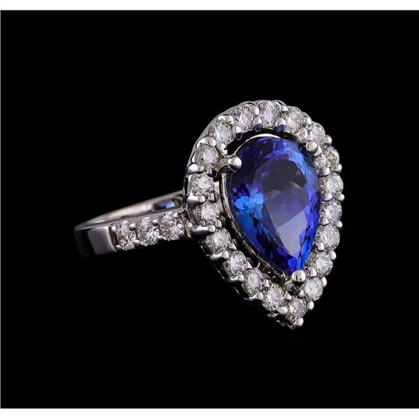 4.03 ctw Tanzanite and Diamond Ring - 14KT White Gold