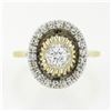 Image 4 : Unique Vintage 14k Two Tone Gold .57 ctw Diamond Halo Open Work Domed Platter Ri