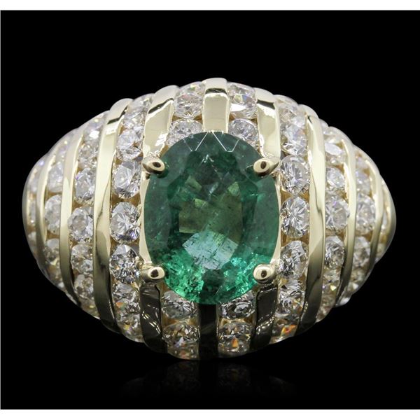 14KT Yellow Gold 2.03 ctw Emerald and Diamond Ring