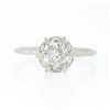 Image 4 : Antique 18k White Gold 0.52 ctw Old European Diamond Cluster Flower Solitaire Ri