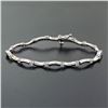 Image 5 : 14K White Gold Wavy Link & .88 ctw Round Brilliant Diamond Station Tennis Bracel