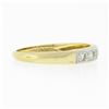 Image 5 : Antique 14k Yellow Gold w/ Palladium Top 0.20 ctw Pave Diamond Wedding Band Ring