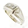 Image 9 : Men's Antique Art Deco 14K White Gold 0.75 ctw European Diamond 3 Stone Band Rin