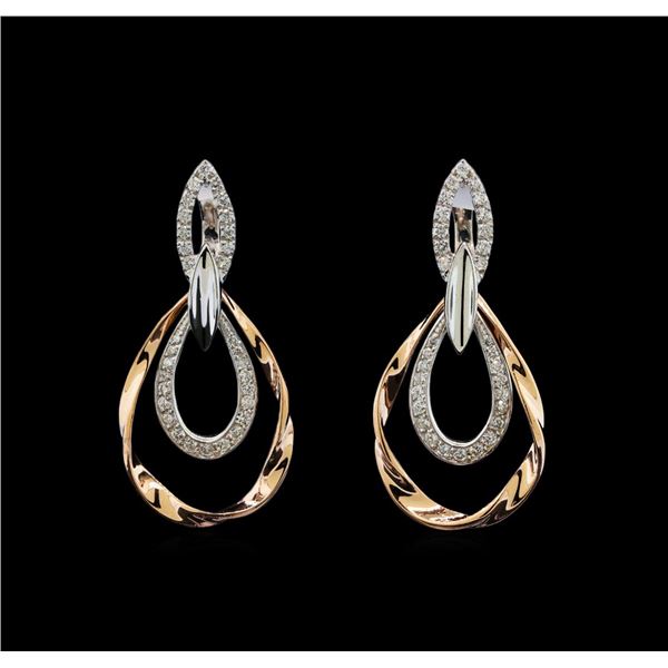 0.76 ctw Diamond Earrings - 14KT Two Tone Gold