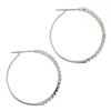 Image 4 : Solid 14K White Gold 1.50 ctw Round Brilliant Diamond Circle Hoop Snap Earrings