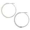 Image 5 : Solid 14K White Gold 1.50 ctw Round Brilliant Diamond Circle Hoop Snap Earrings