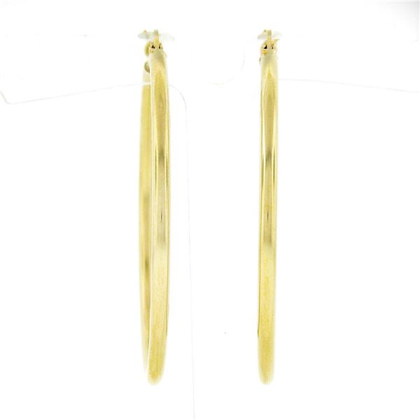 NEW Classic Solid 14K Yellow Gold 1.55" Plain Polished Round Hoop Snap Earrings