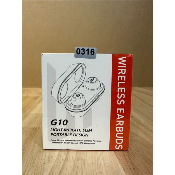 Lot of 1 Pair of Wireless Bluetooth Earbuds G10 - NEW
