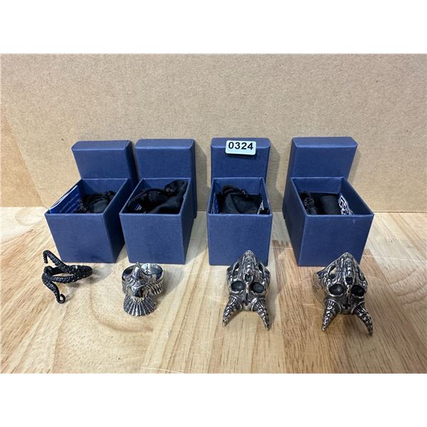Lot of 4 Assorted Metal Rings w/ Boxes - NEW