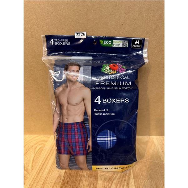 Lot of 4 Pairs of Fruit of the Loom Boxers for Men Size M - NEW