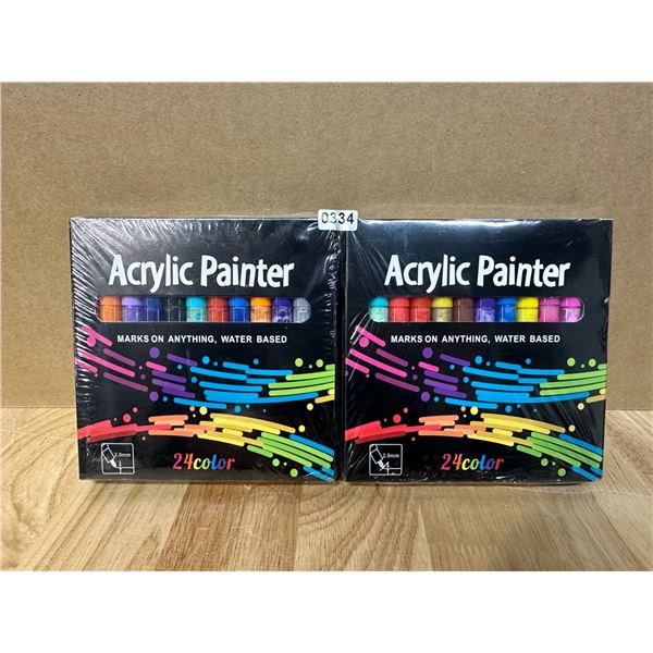 Lot of 2 Sets of Acrylic Paint Markers - 24 Colors - Brand New