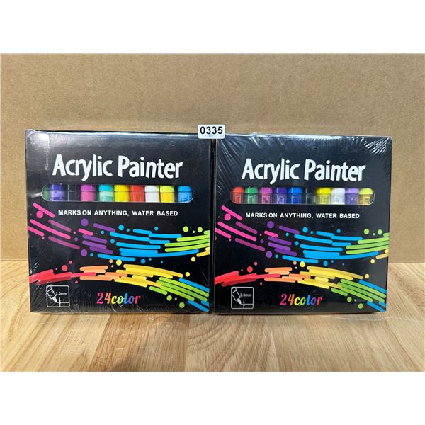 Lot of 2 Sets of Acrylic Paint Markers - 24 Colors - Brand New