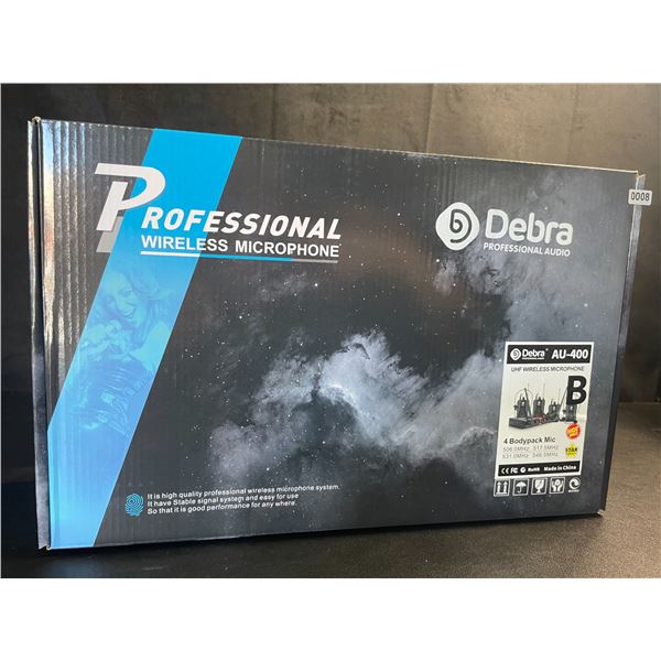 Lot of 1 D Debra Pro UHF 4 Channel Wireless Mic Systm w/ Cordless Handheld Lavalier Headset Mics-NEW