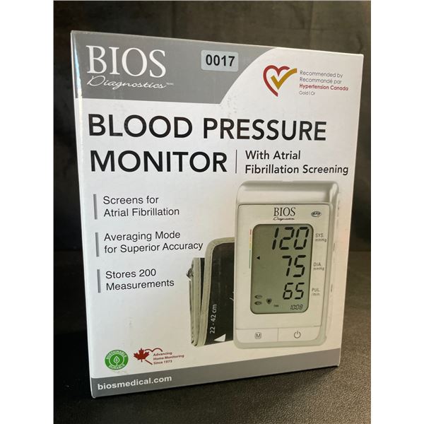 Lot of 1 BIOS Diagnostics Blood Pressure Monitor with Atrial Fibrillation Screening - Brand New!