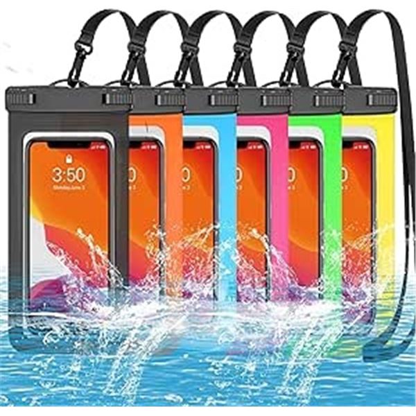 Lot of 4 Multi-Packs of Universal Waterproof Phone Pouches/Cases (fits up to 7.5") - 6 Each/24 Total