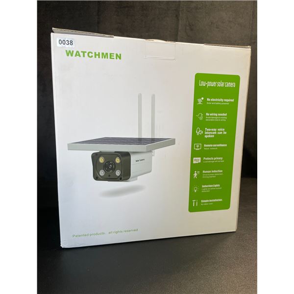 Lot of 1 Watchmen Low Power Outdoor Solar Powered Smart Security Camera - BRAND NEW!