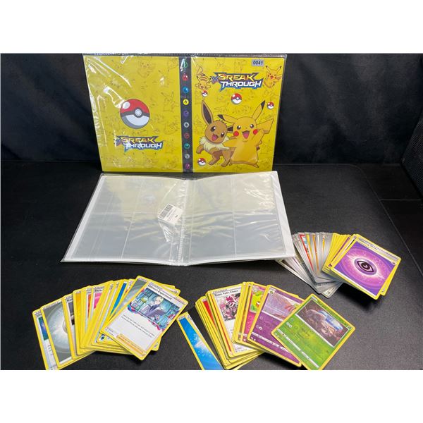 Lot of 2 Pokemon Card Storage Binders with 100+ Assorted Authentic Pokemon TCG Cards - New!