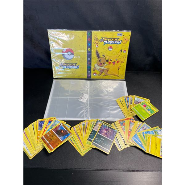 Lot of 2 Pokemon Card Storage Binders with 100+ Assorted Authentic Pokemon TCG Cards - New!