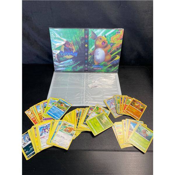Lot of 2 Pokemon Card Storage Binders with 100+ Assorted Authentic Pokemon TCG Cards - New!