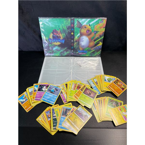Lot of 2 Pokemon Card Storage Binders with 100+ Assorted Authentic Pokemon TCG Cards - New!