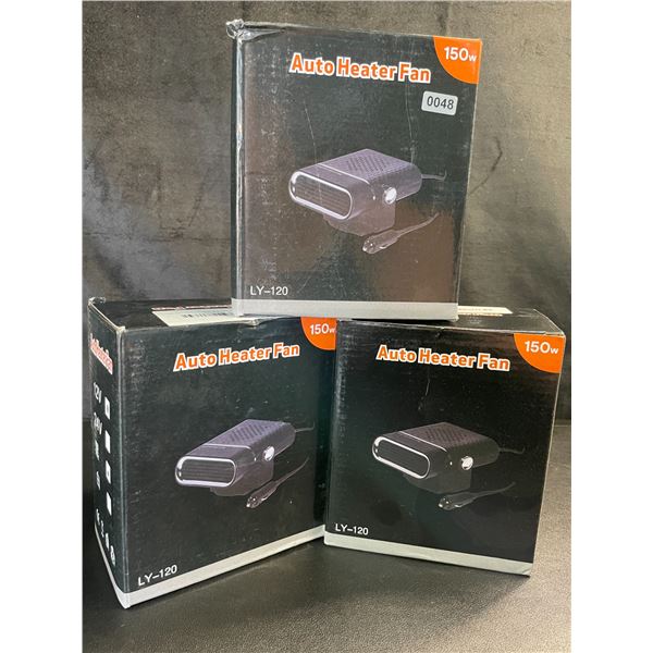Lot of 3 Auto Heater Fans for Vehicles - Brand New