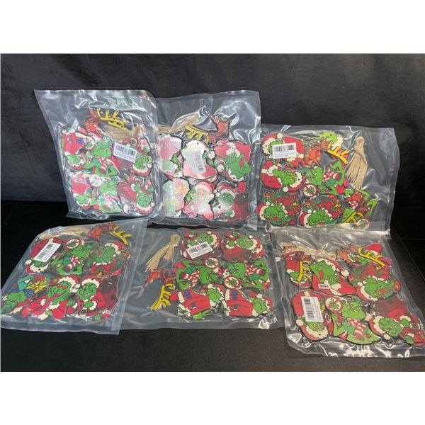 Lot of 6 Packs of "The Grinch" Themed Wooden Christmas Ornaments - 20PCS each - New!