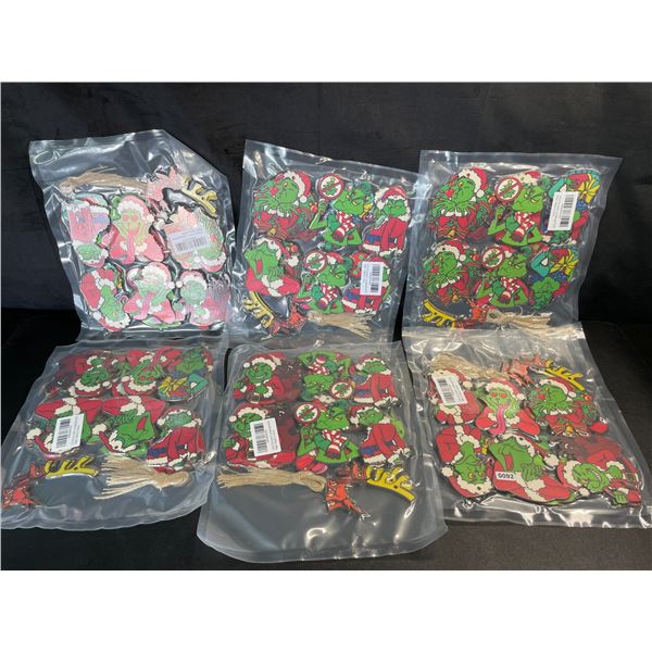 Lot of 6 Packs of "The Grinch" Themed Wooden Christmas Ornaments - 20PCS each - New!