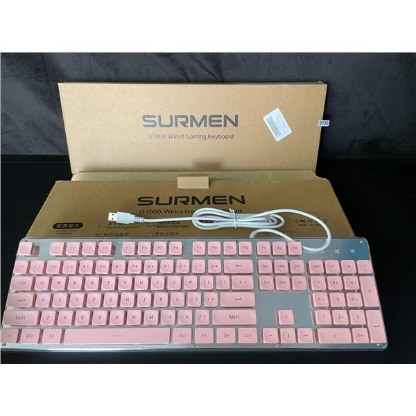 Lot of 2 Surmen G1000 Wired Gaming Keyboards - Pink/White - Brand New