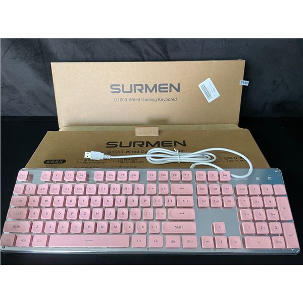 Lot of 2 Surmen G1000 Wired Gaming Keyboards - Pink/White - Brand New