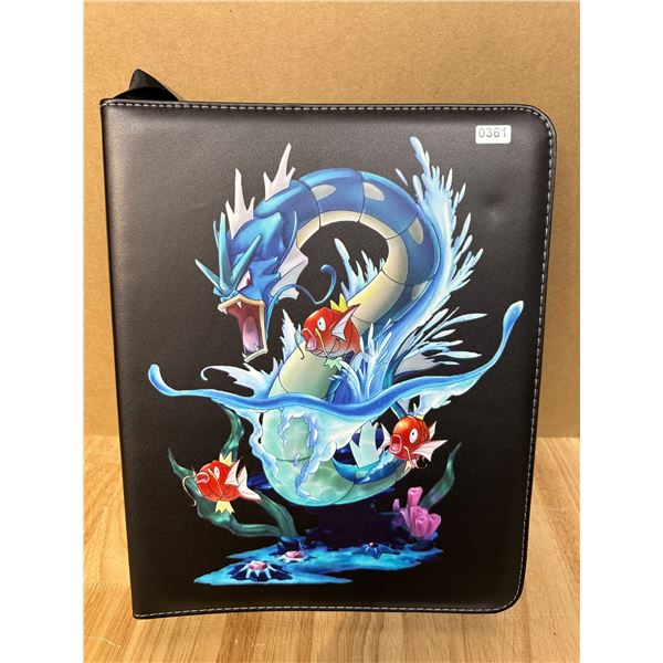 Lot of 1 Leather Gyarados Pokemon Binder with 126 Assorted Pokemon Cards